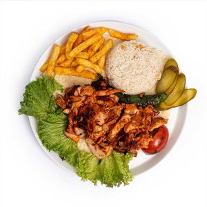 دونر پرسی مرغ (سیب زمینی و سالاد)